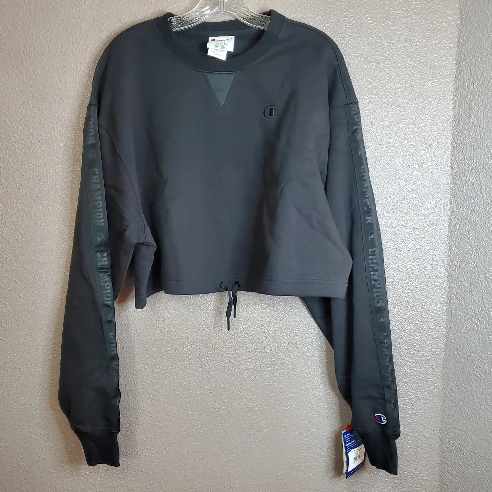 Champion Classic Fleece Cinched Bottom Crew Sweatshirt Women Size Large - Picture 1 of 9